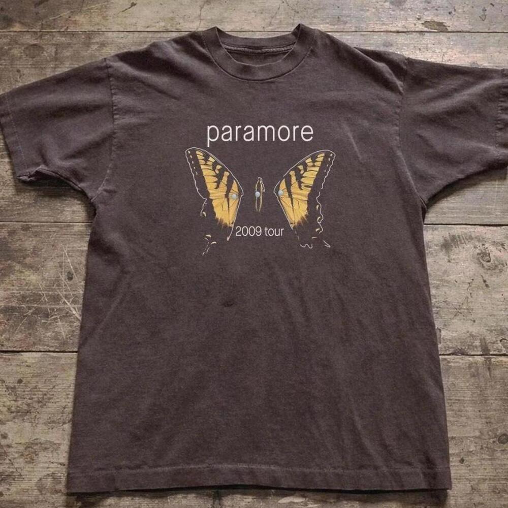 Gildan Men Brown T-Shirt Paramore 2009 Tour Black T-Shirt